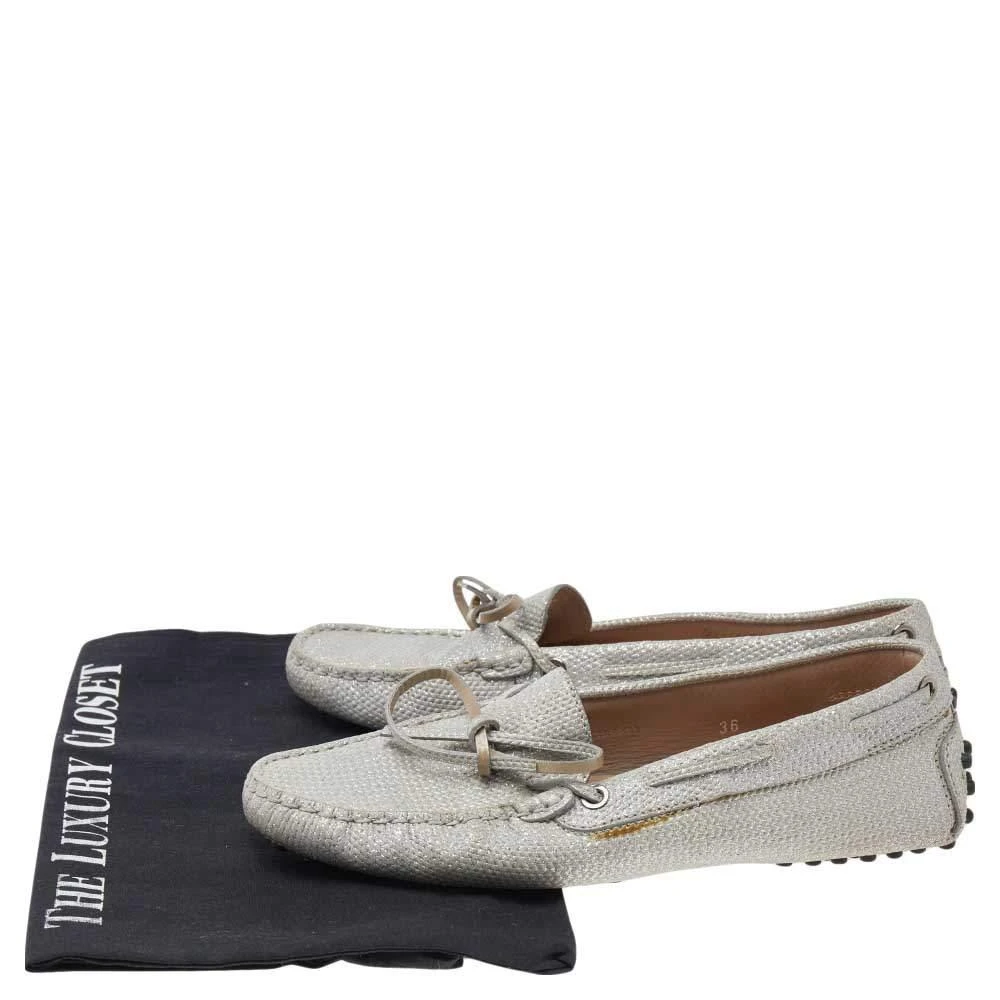 Tod's Silver Glitter Slip on Loafers Size 36 商品