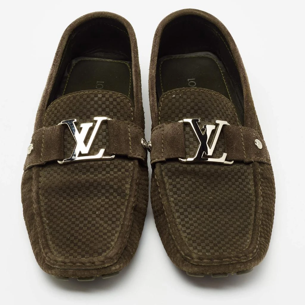 商品[二手商品] Louis Vuitton|Louis Vuitton Olive Green Textured Suede Monte Carlo Loafers Size 43,价格¥1656,第3张图片详细描述