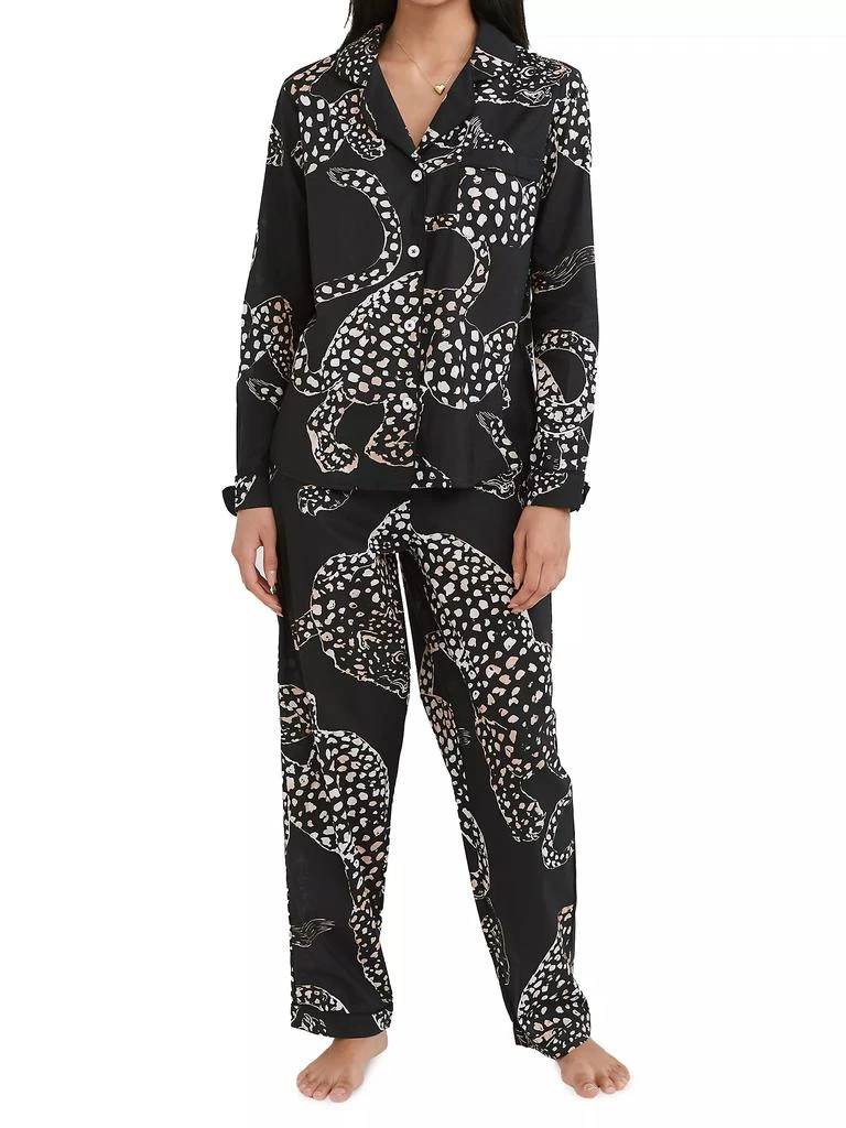 商品Desmond & Dempsey|Jaguar Print Cotton Pajama Set,价格¥1841,第2张图片详细描述