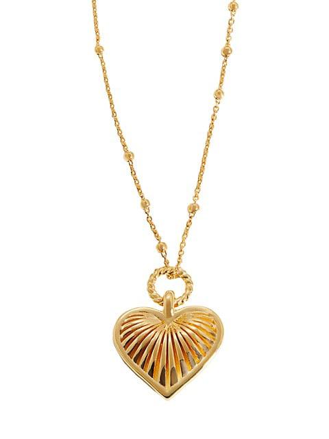 18K Gold-Plated Ridged Heart Pendant Necklace商品第1张图片规格展示