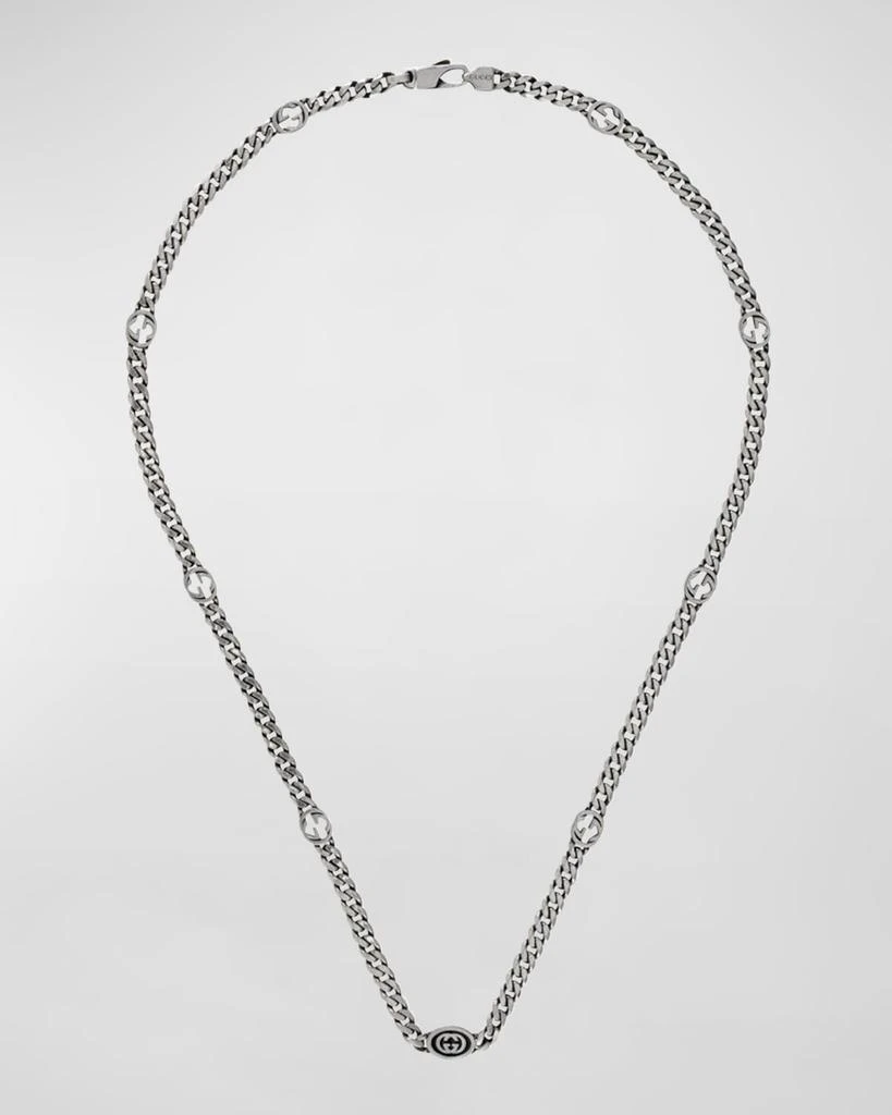 商品Gucci|Men's Enameled Interlocking G Sterling Silver Chain Necklace,价格¥6026,第1张图片