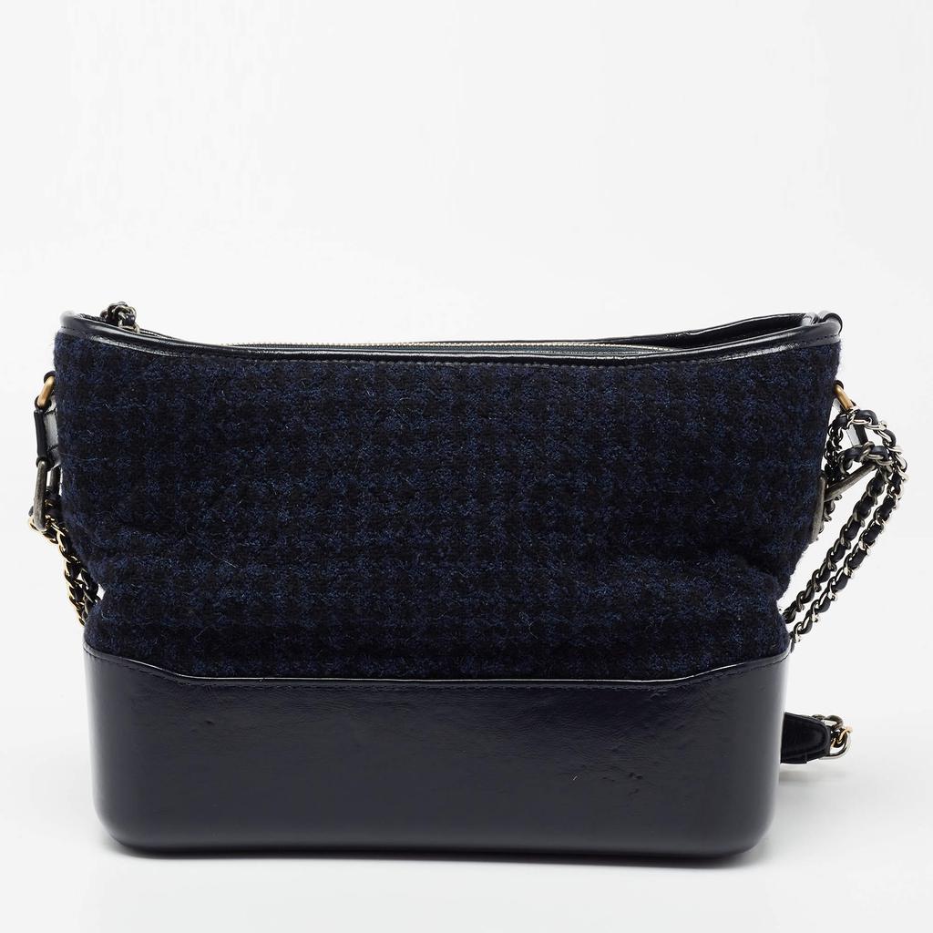 Chanel Black/Blue Tweed And Leather Gabrielle Shoulder Bag商品第4张图片规格展示