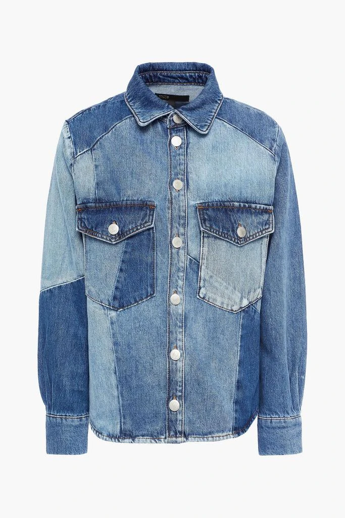 商品Maje|Cilly patchwork-effect faded denim jacket,价格¥635,第3张图片详细描述