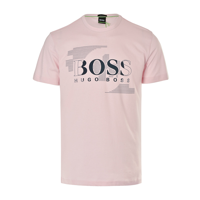 Hugo Boss 雨果博斯 男士粉红色色棉质短袖T恤 TEE1-50383429-687商品第1张图片规格展示