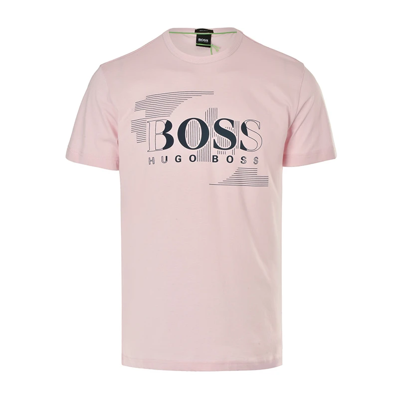 商品Hugo Boss|Hugo Boss 雨果博斯 男士粉红色色棉质短袖T恤 TEE1-50383429-687,价格¥367,第1张图片