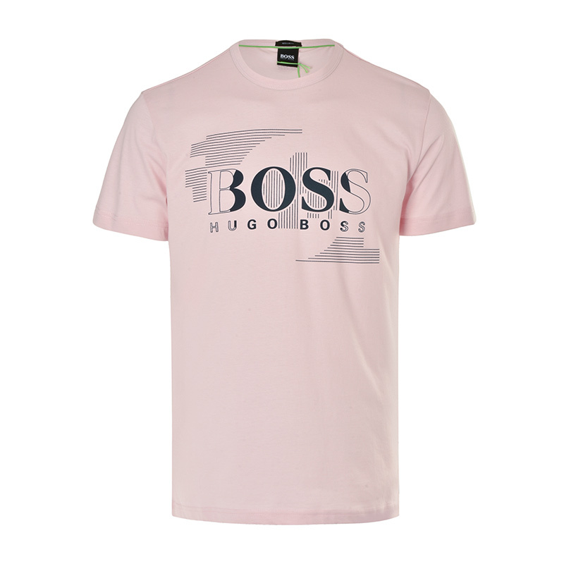 商品Hugo Boss|Hugo Boss 雨果博斯 男士粉红色色棉质短袖T恤 TEE1-50383429-687,价格¥382,第1张图片