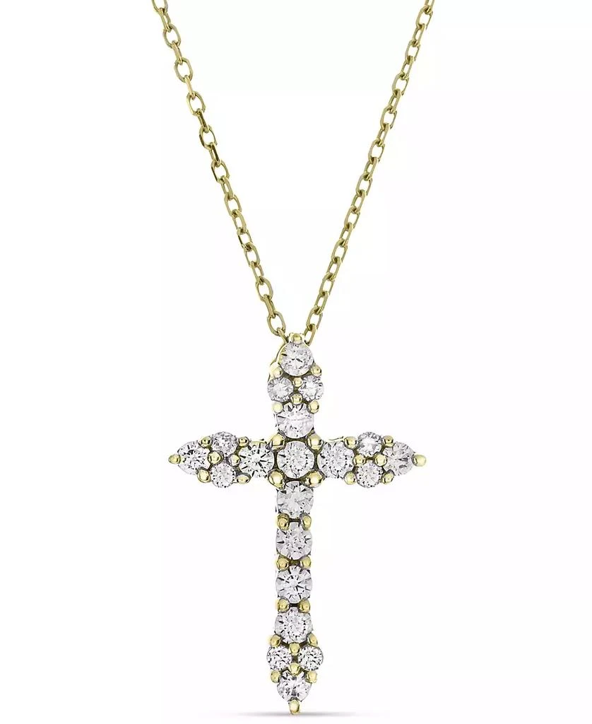 商品Macy's|Diamond Cross Adjustable Pendant Necklace (1/2 ct. t.w.) in 14k White Gold or 14K Gold,价格¥5079,第1张图片详细描述