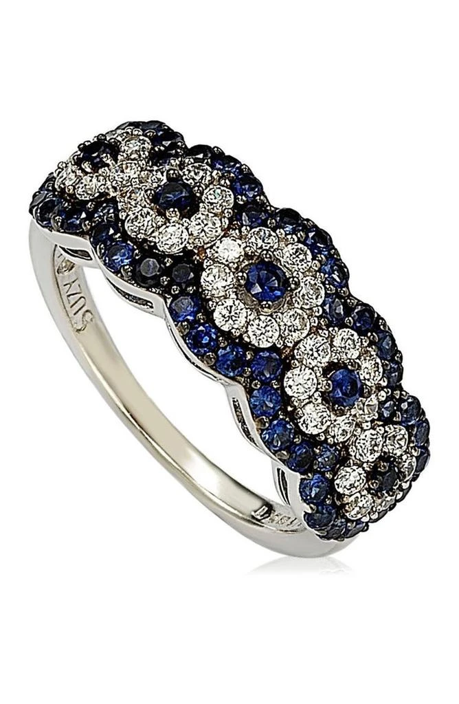 商品Suzy Levian|Two-Tone Blue Sapphire, Created White Sapphire & Brown Diamond Ring,价格¥1943,第1张图片
