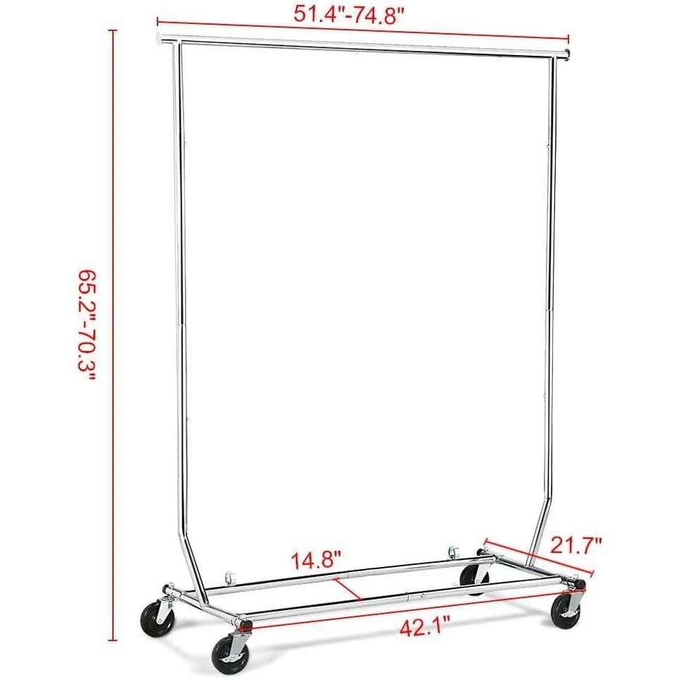 商品QuikFurn|Heavy Duty Clothing Garment Rack with Locking Swivel Wheels - 250lb Capacity,价格¥1293,第3张图片详细描述