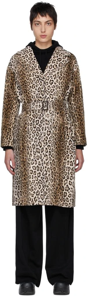 商品Max Mara|Off-White Cotton Leopard Print Wrap Alpino Coat,价格¥2430,第1张图片