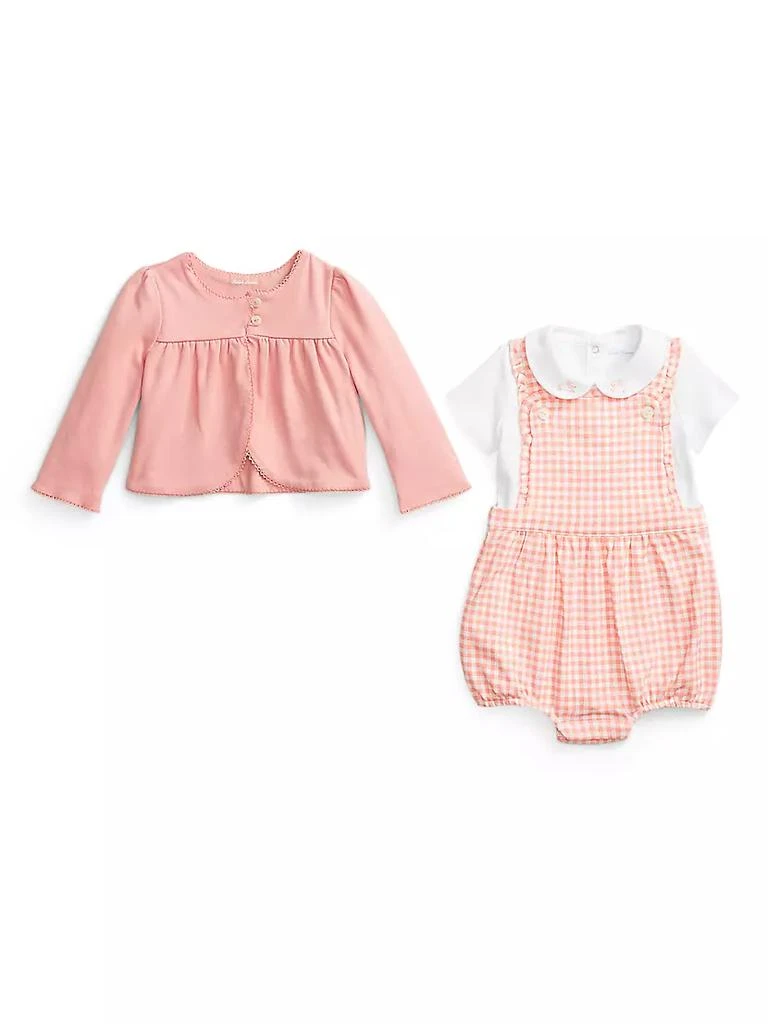 商品Ralph Lauren|Baby Girl's 3-Piece Cardigan, Bodysuit &amp; Gingham Print Romper Set,价格¥362,第2张图片详细描述