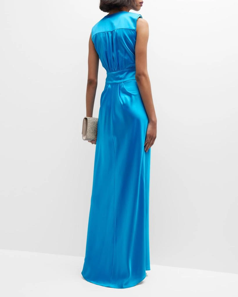Quinn Pleated Deep V-Neck Satin Gown 商品