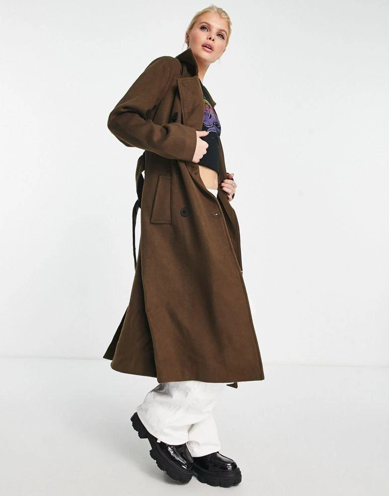 商品Object|Object wool blend trench coat in brown,价格¥414,第1张图片