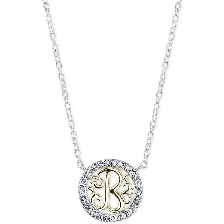 商品Unwritten|Initial "B" Pendant Necklace with Crystal Pavé Circle in Sterling Silver and Gold Flash,价格¥150,第2张图片详细描述