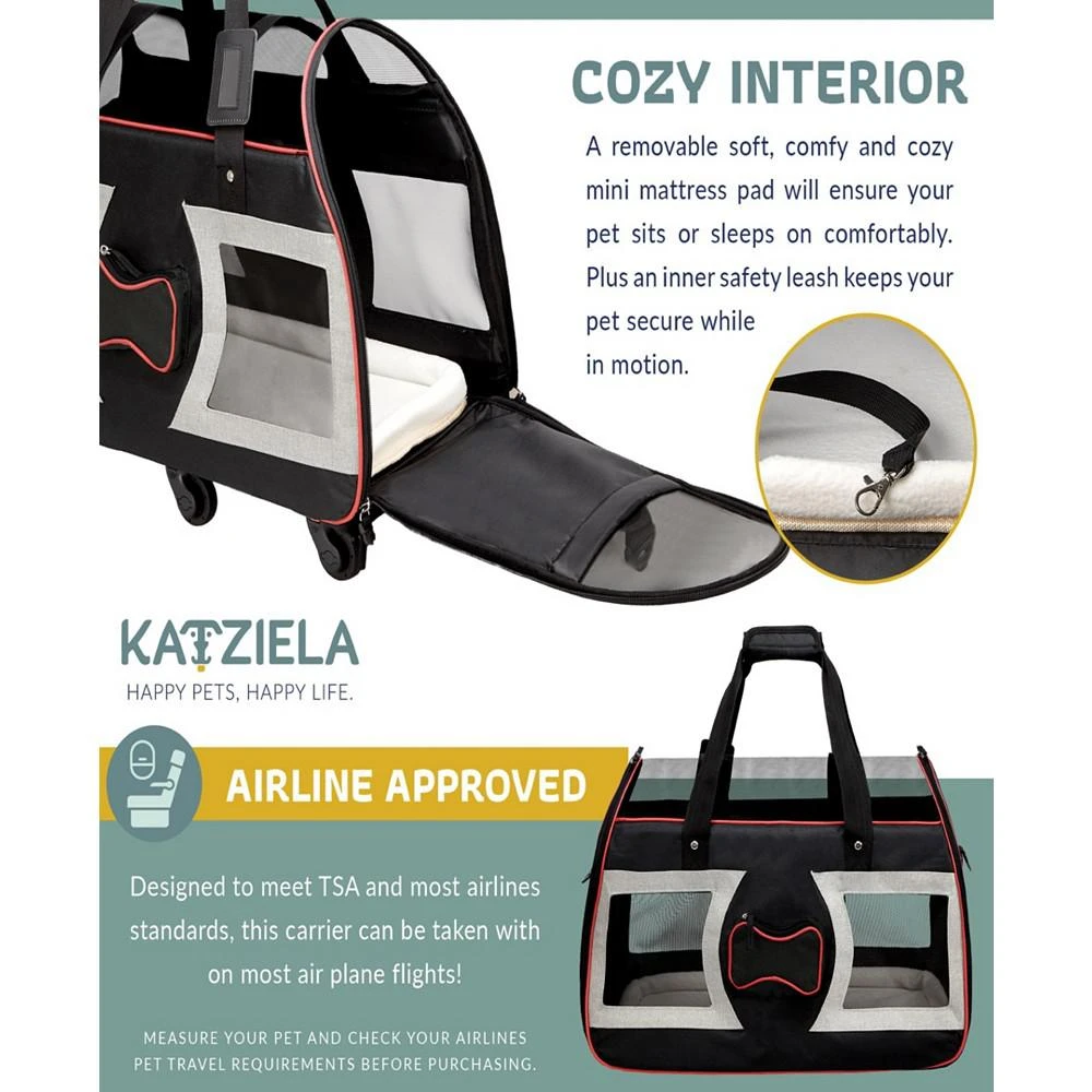 商品Katziela|Bone Cruiser Wheeled Pet Carrier,价格¥972,第4张图片详细描述