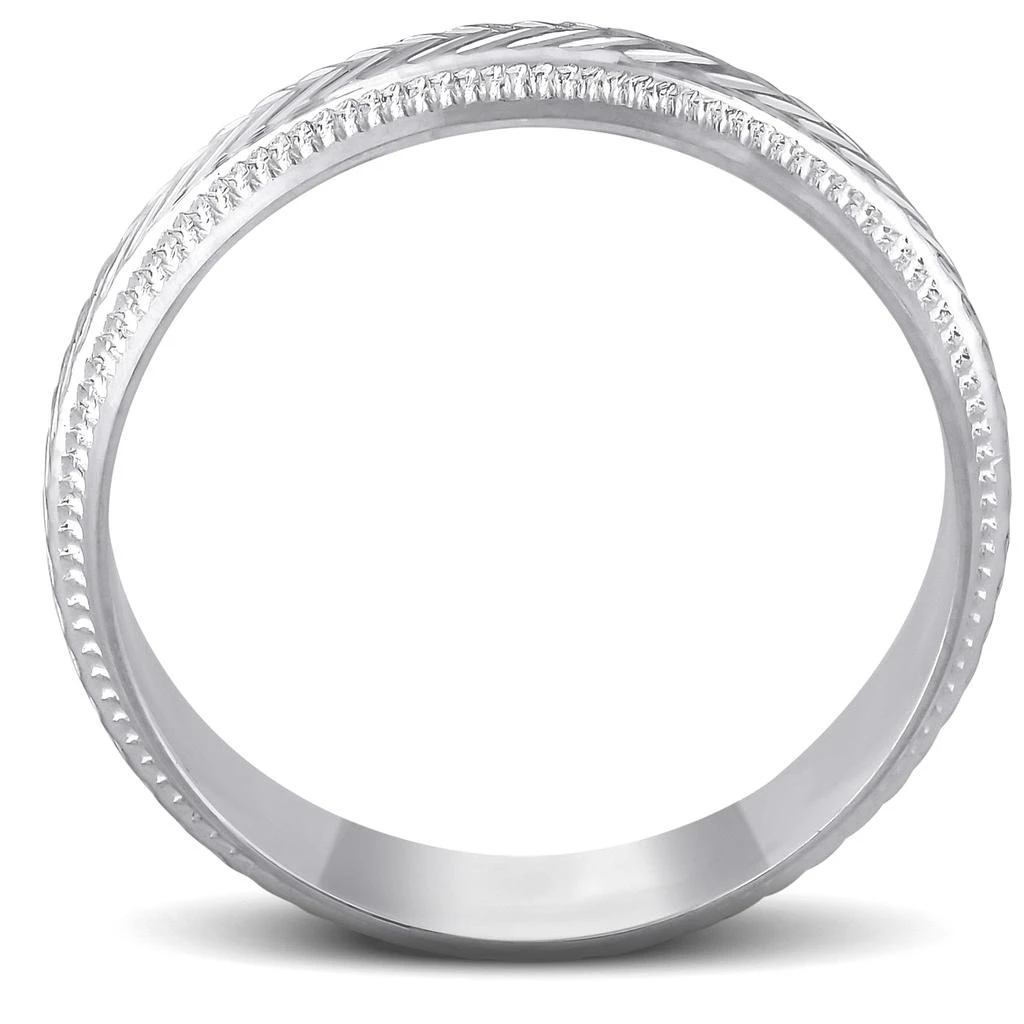 商品Pompeii3|6mm Mens 10K White Gold Brushed Hand Carved Pattern Wedding Band Size Selectable,价格¥2977,第2张图片详细描述