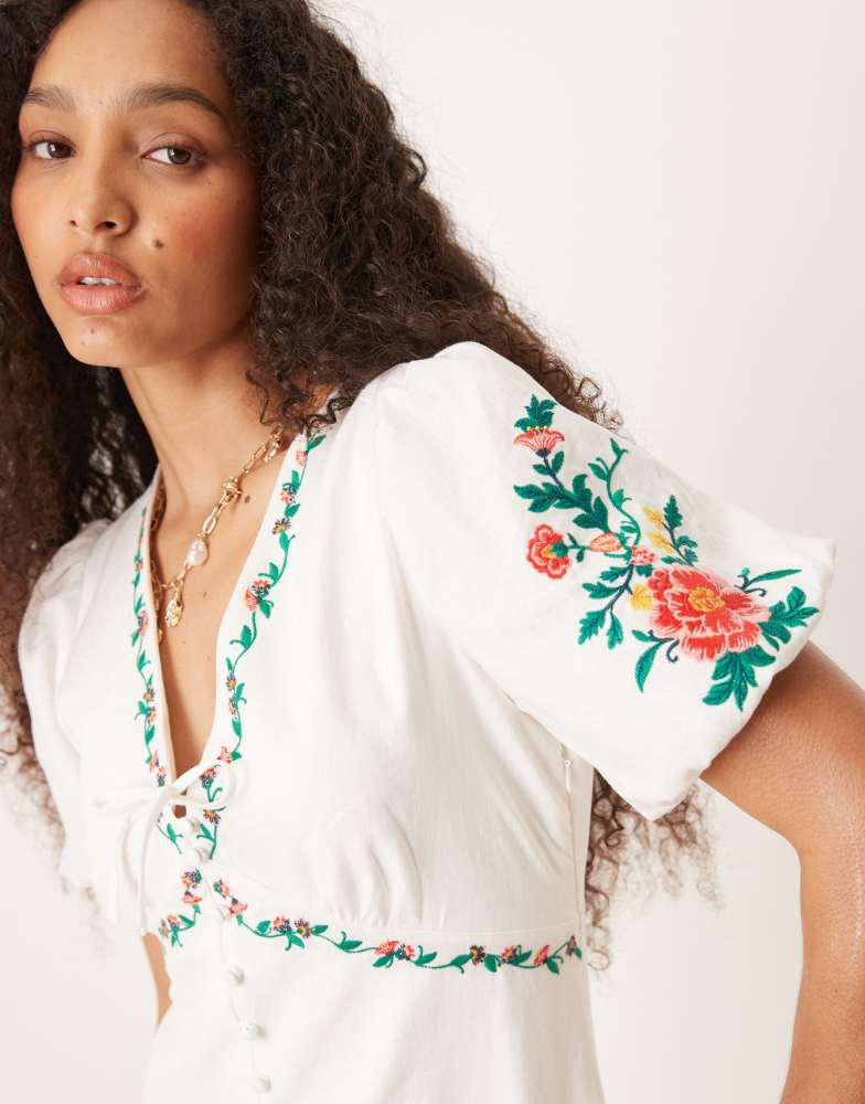 Shop Forever New embroidered floral tea mini dress in white on Sale at  BeyondStyle  Get 31% Off Forever New embroidered floral tea mini dress in  white with Limited-Time Flash Deals, Exclusive