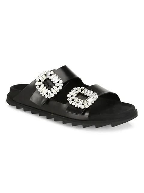 商品Roger Vivier|Slidy Viv Strass Leather Slides,价格¥9949,第2张图片详细描述