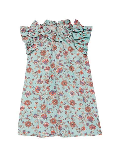 Little Girl's & Girl's Brita Print Flutter Sleeve Dress商品第1张图片规格展示