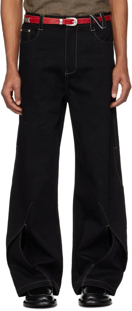 商品NULLUS|SSENSE Exclusive Black Intertwined Structure Jeans,价格¥3416,第1张图片