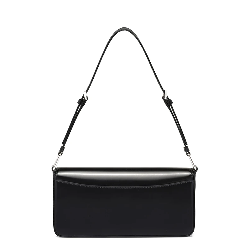 PRADA/普拉达 22春夏新款Femme系列 女士黑色亮面皮革银扣金属三角形徽标单肩斜跨手提包1BD323_ZO6_F0002_V_HOO 商品