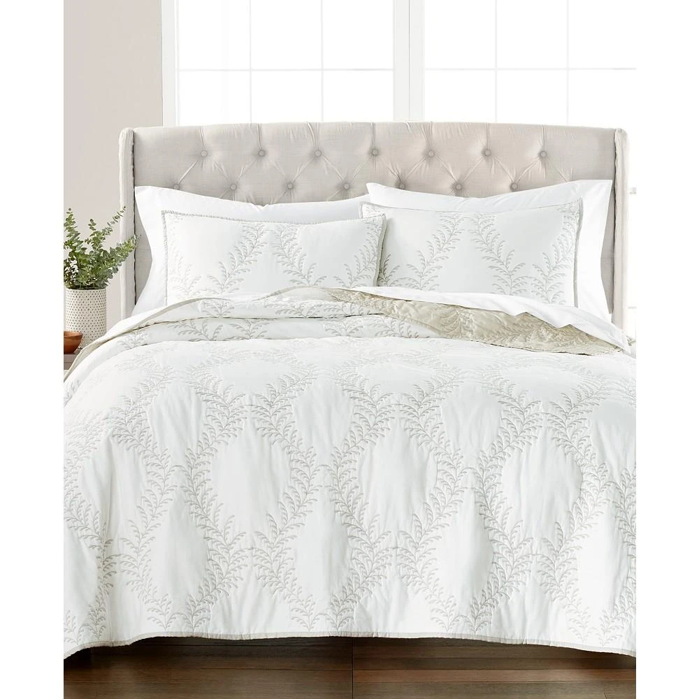 商品Martha Stewart|CLOSEOUT! CLOSEOUT! Laurel Embroidery Quilt, King, Created For Macy's,价格¥1072,第1张图片