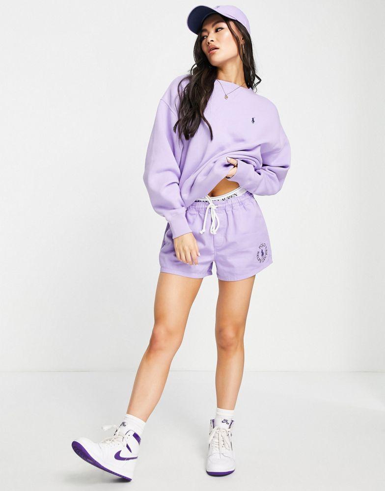 商品Ralph Lauren|Polo Ralph Lauren x ASOS exclusive collab co-ord cotton logo shorts in lavender,价格¥420,第6张图片详细描述
