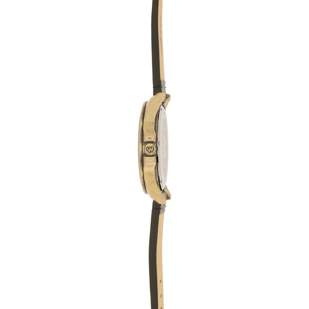商品Wrangler|Men's Watch, 48MM Antique Brass Case, Black Dial with Bronze Arabic Numerals, Brown Strap, Analog Watch, Red Second Hand, Date Function,价格¥490,第3张图片详细描述