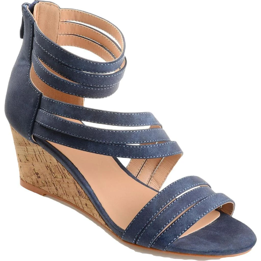 商品Journee Collection|Journee Collection Womens Loki Faux Leather Strappy Wedge Sandals,价格¥108,第1张图片