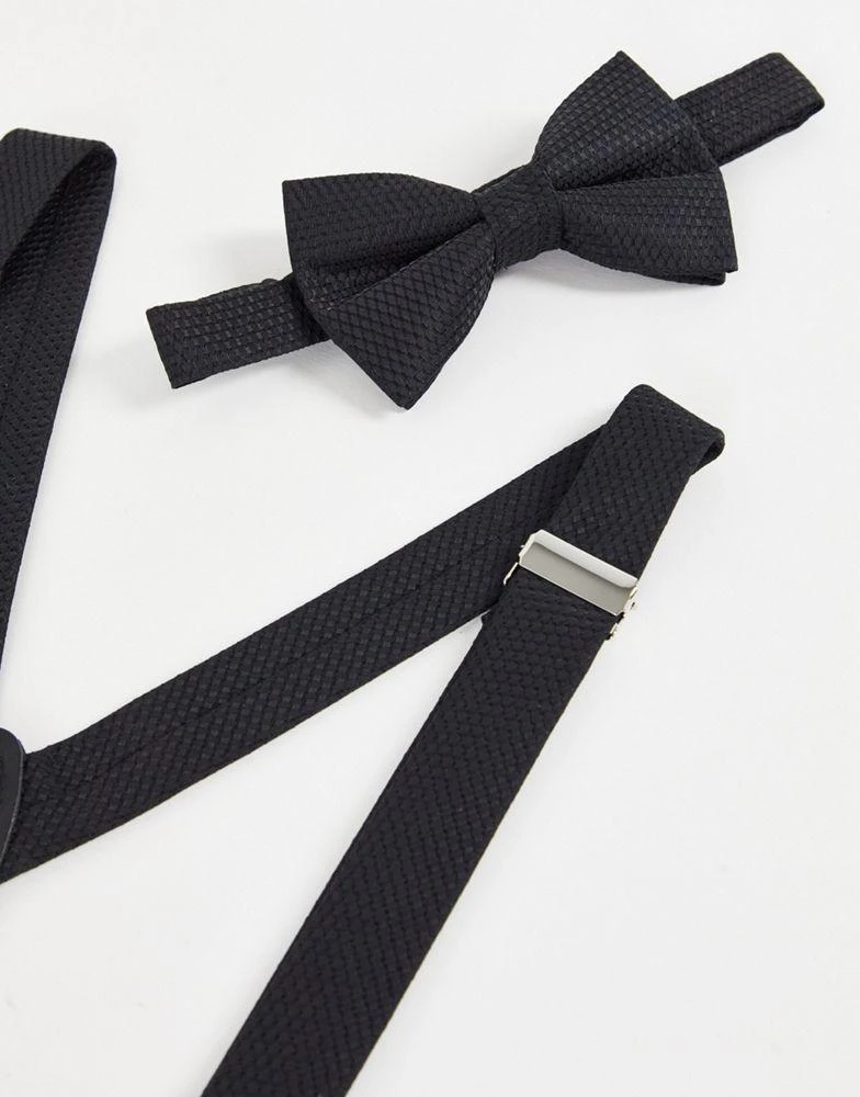 商品ASOS|Noak textured bow tie and braces in black,价格¥166,第2张图片详细描述