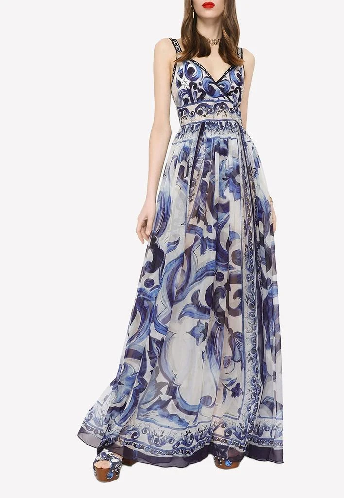 商品Dolce & Gabbana|Majolica Print Chiffon Maxi Dress,价格¥26630,第1张图片