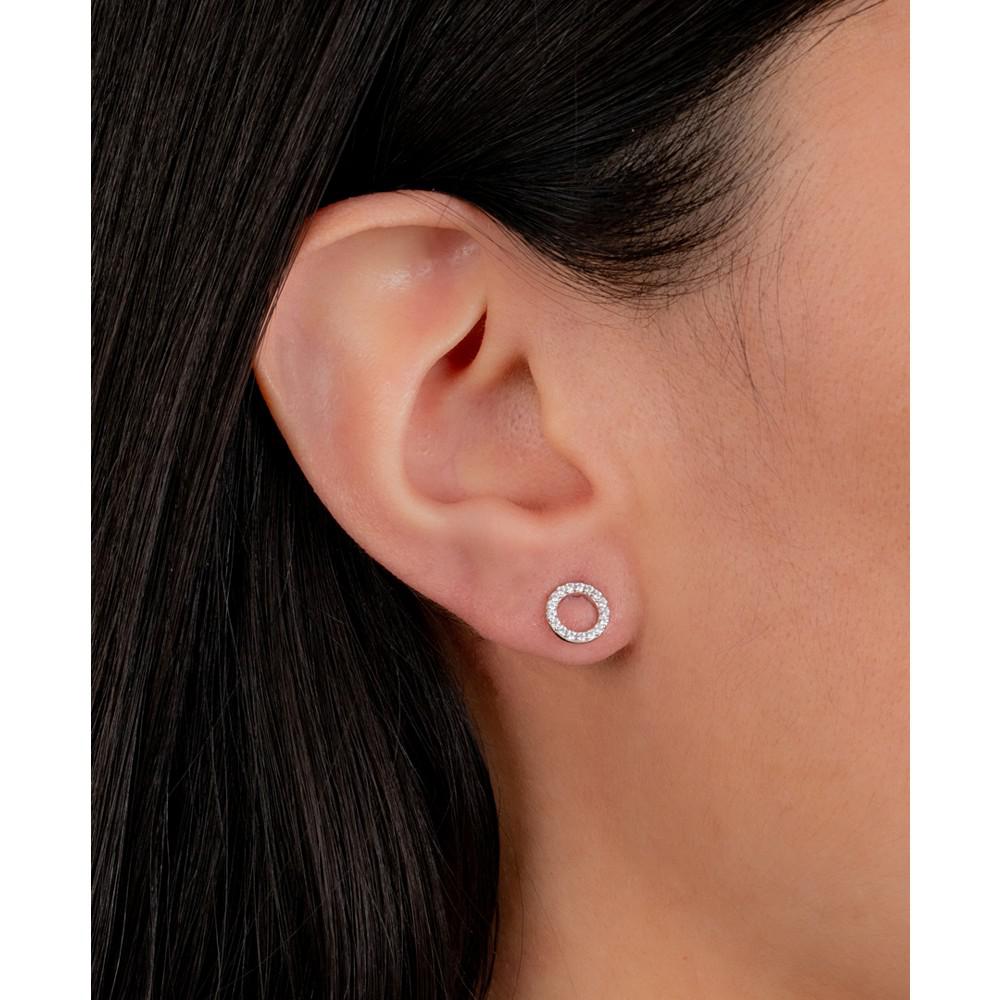 Cubic Zirconia Circle Stud Earrings in Sterling Silver, Created for Macy's商品第2张图片规格展示