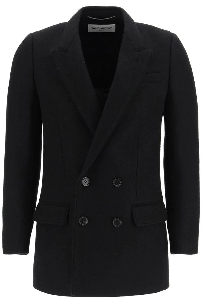 商品Yves Saint Laurent|DOUBLE BREASTED WOOL AND MOHAIR COAT,价格¥17920,第1张图片