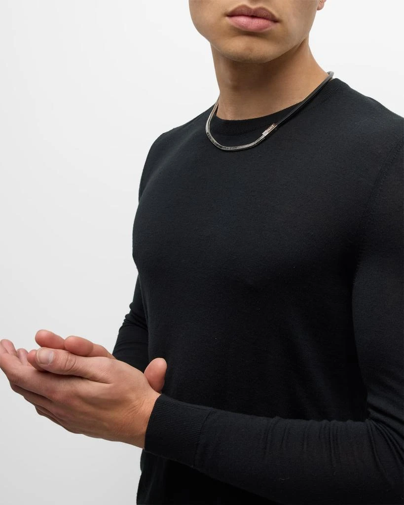 商品Versace|Men's Metal and Leather Chain Necklace,价格¥4553,第5张图片详细描述