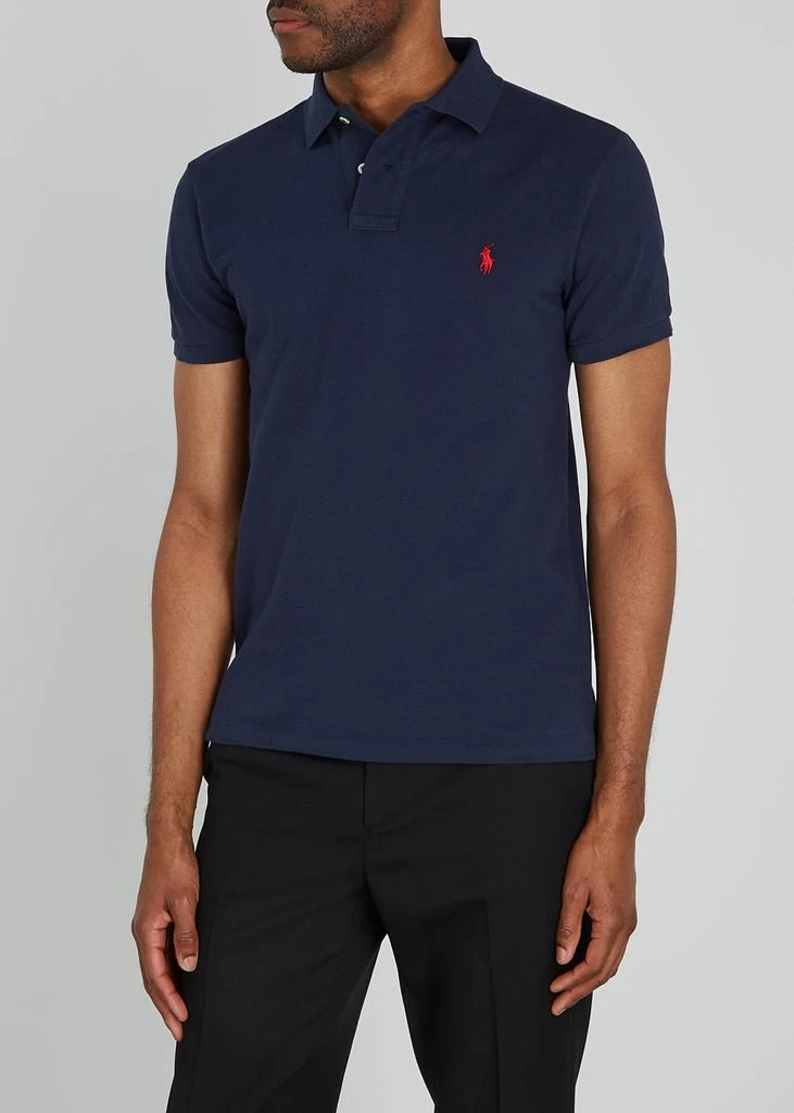 商品Ralph Lauren|Navy slim piqué cotton polo shirt,价格¥1124,第2张图片详细描述