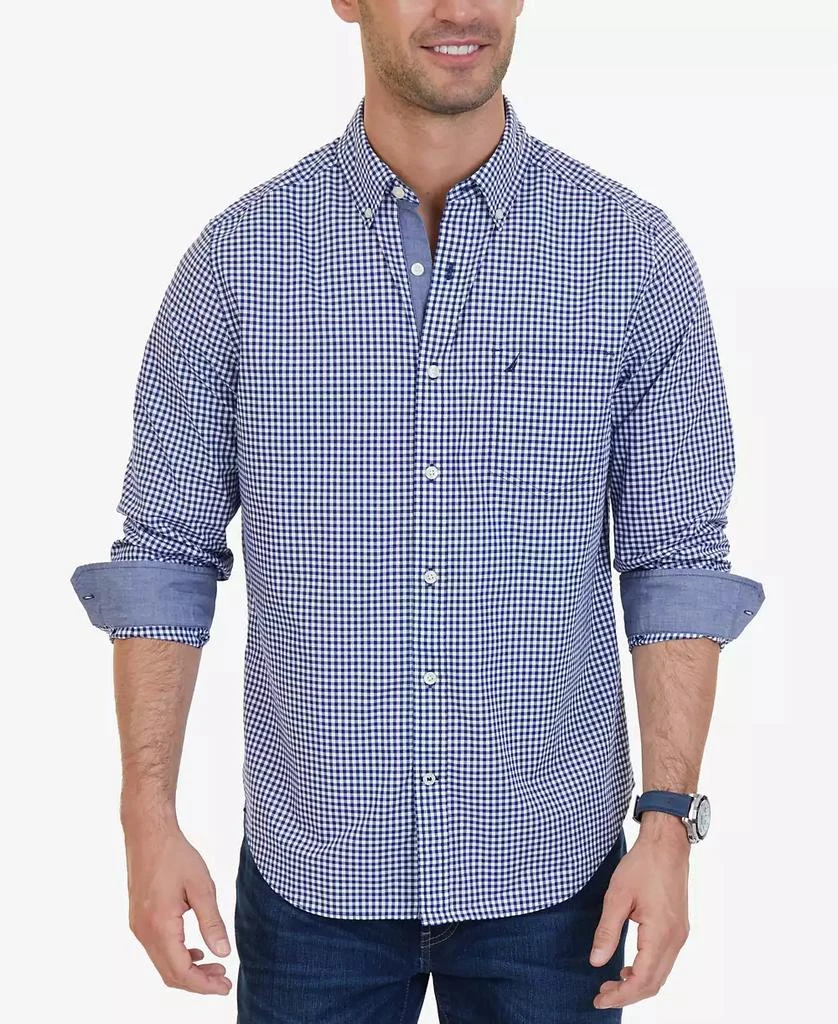 商品Nautica|Men's Classic-Fit Long-Sleeve Gingham Check Poplin Shirt,价格¥595,第1张图片