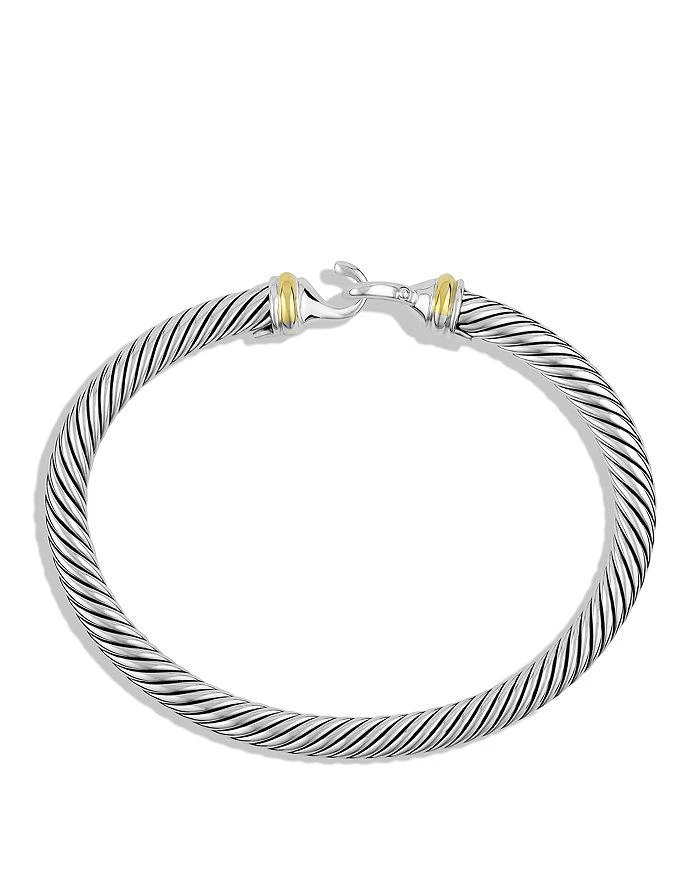 商品David Yurman|Buckle Classic Cable Bracelet in Sterling Silver with 18K Yellow Gold, 5mm,价格¥4299,第3张图片详细描述