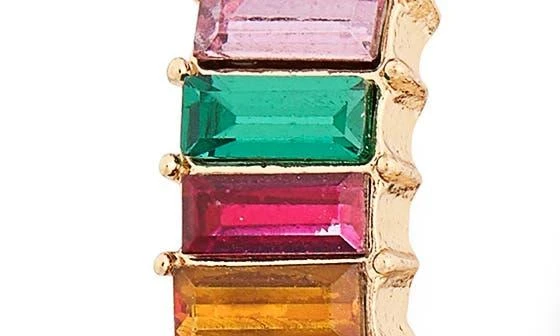 商品Nordstrom|Rainbow Baguette Crystal Hoop Earrings,价格¥60,第3张图片详细描述