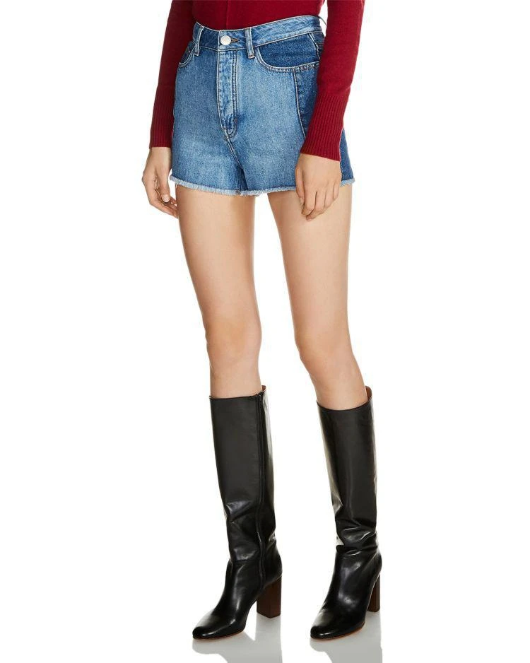 商品Maje|Icka Patchwork Denim Shorts in Blue,价格¥519,第1张图片