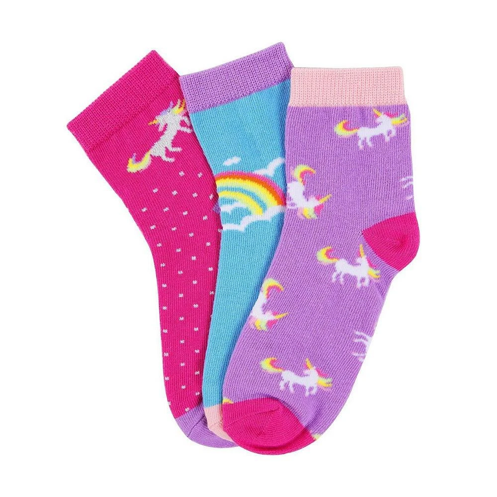 商品Memoi|3 Pairs Girl's Unicorn Cotton Blend Ankle Socks,价格¥104,第2张图片详细描述