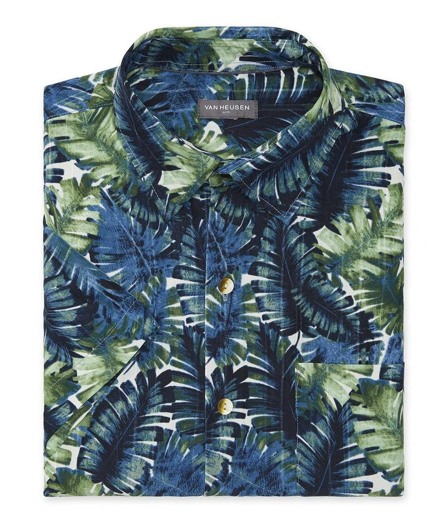 商品Van Heusen|Men's Air Tropical Short Sleeve Button Down Poly Rayon Shirt,价格¥161,第3张图片详细描述