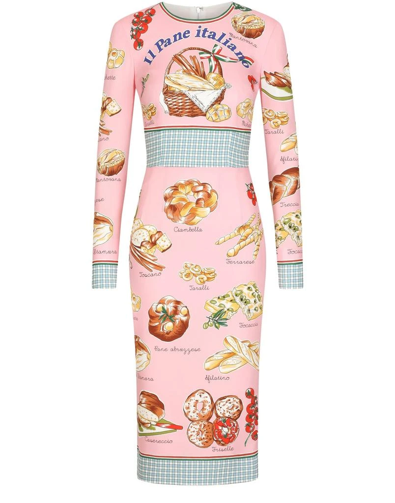 商品Dolce & Gabbana|珠串印花查米尤斯绸缎及膝连衣裙,价格¥11166,第1张图片