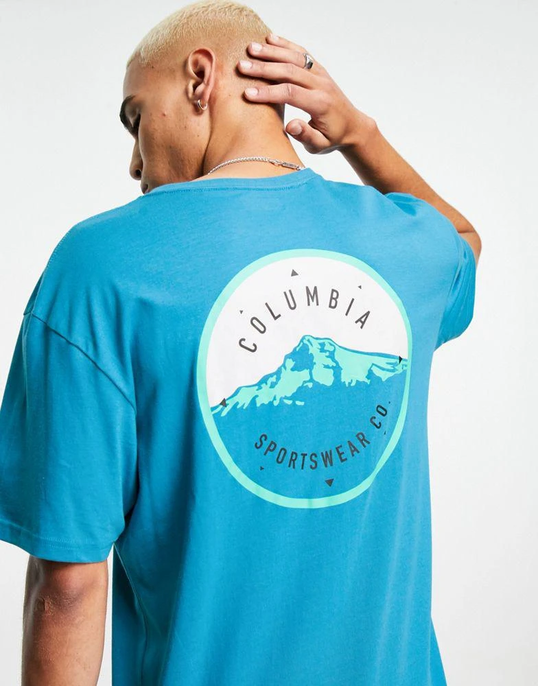 商品Columbia|Columbia Tillamook Way II back print t-shirt in blue Exclusive at ASOS,价格¥91,第3张图片详细描述