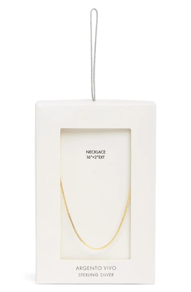 商品Argento Vivo Sterling Silver|14K Gold Plated Sterling Silver Box Chain Necklace,价格¥123,第3张图片详细描述