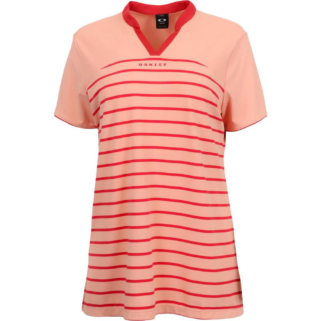 Oakley Bella Women's Striped Short Sleeve V-Neck Golf Polo商品第1张图片规格展示