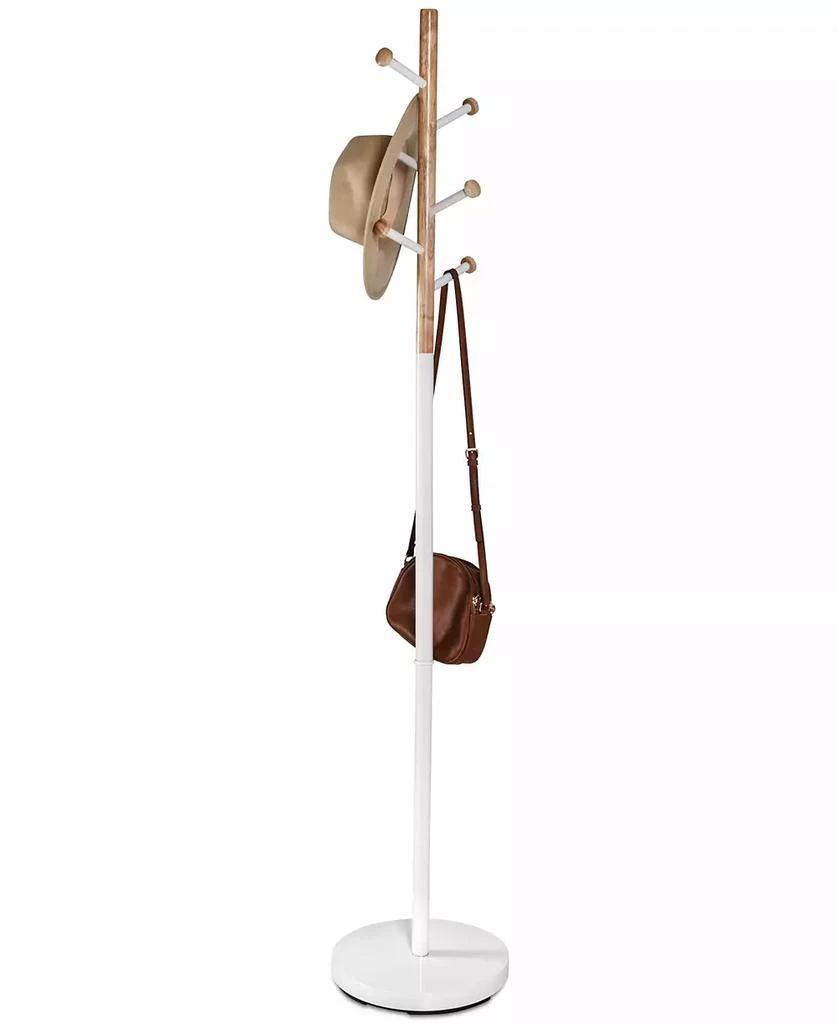 商品Honey Can Do|Freestanding White Wood-Accented Corner Coat Rack with 6 Hooks,价格¥576,第2张图片详细描述
