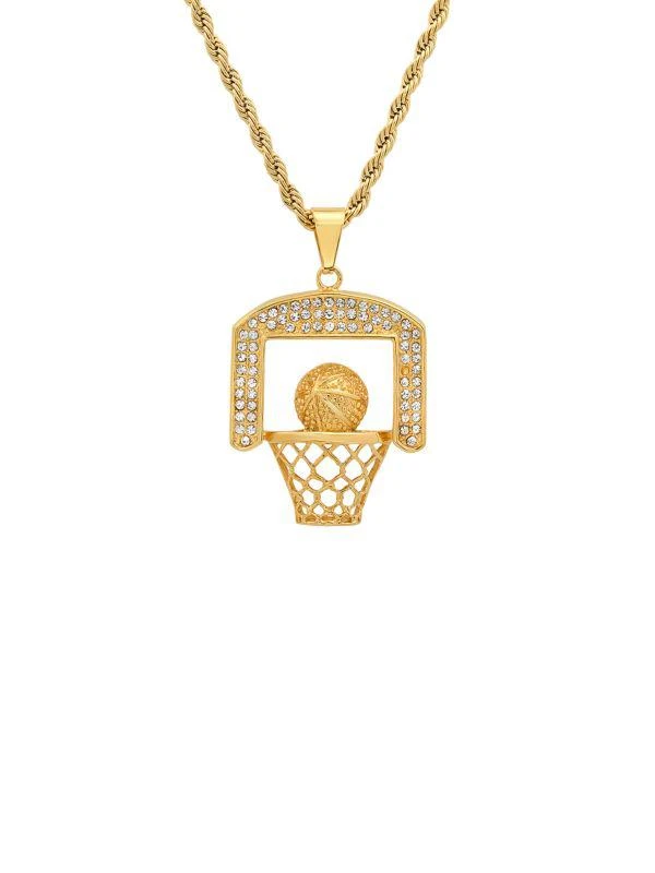 商品Anthony Jacobs|18K Goldplated & 2.13 TCW Simulated Diamond Basketball Pendant Necklace,价格¥420,第1张图片