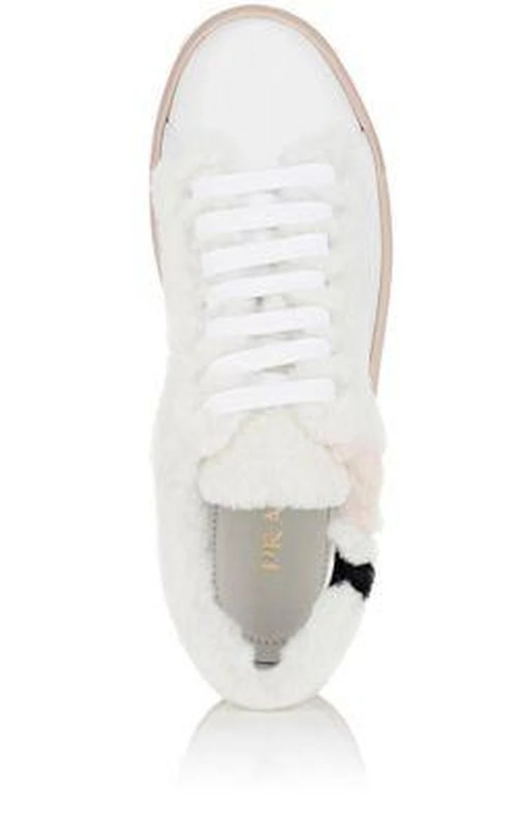 商品Prada|Shearling-Trimmed Leather Sneakers,价格¥5131,第4张图片详细描述