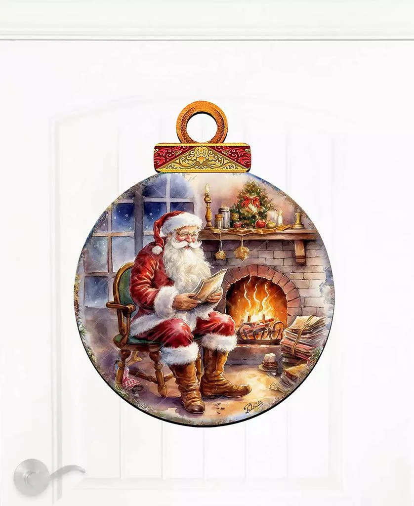 Santa at the Fireplace Christmas Door Decor Wooden Wall Decor G. DeBrekht 商品