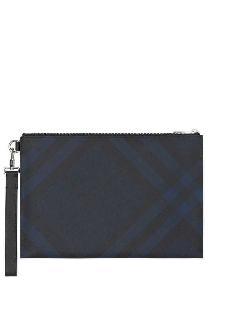 商品Burberry|London check and leather zip pouch,价格¥4685,第1张图片